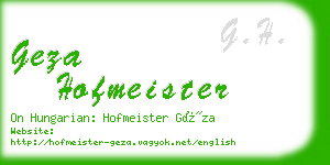 geza hofmeister business card